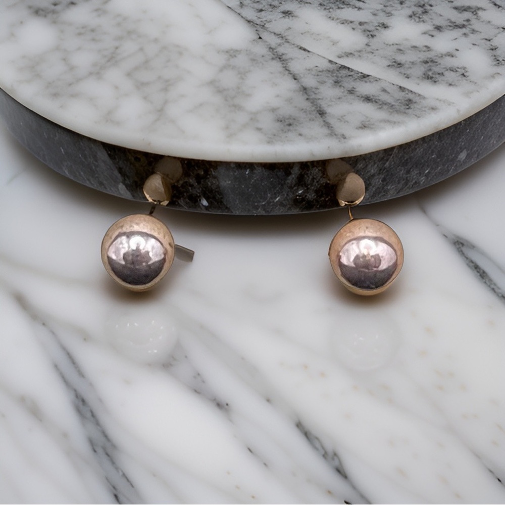 Matte Gold Stud Earrings - Picture 2 of 5